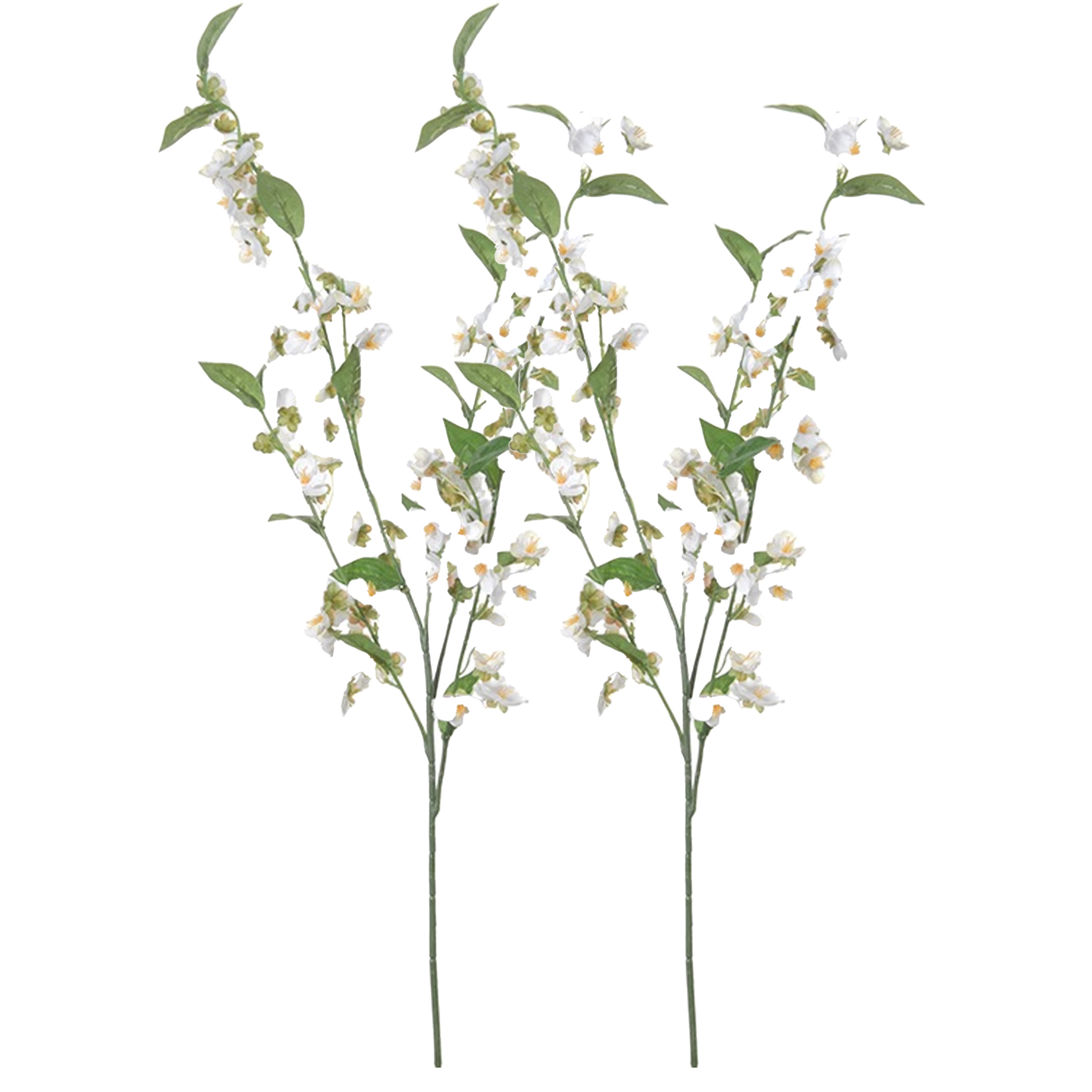 Louis Maes Set van 2x stuks bloesem kunstbloem/tak - appelbloesem wit - 85 cm -