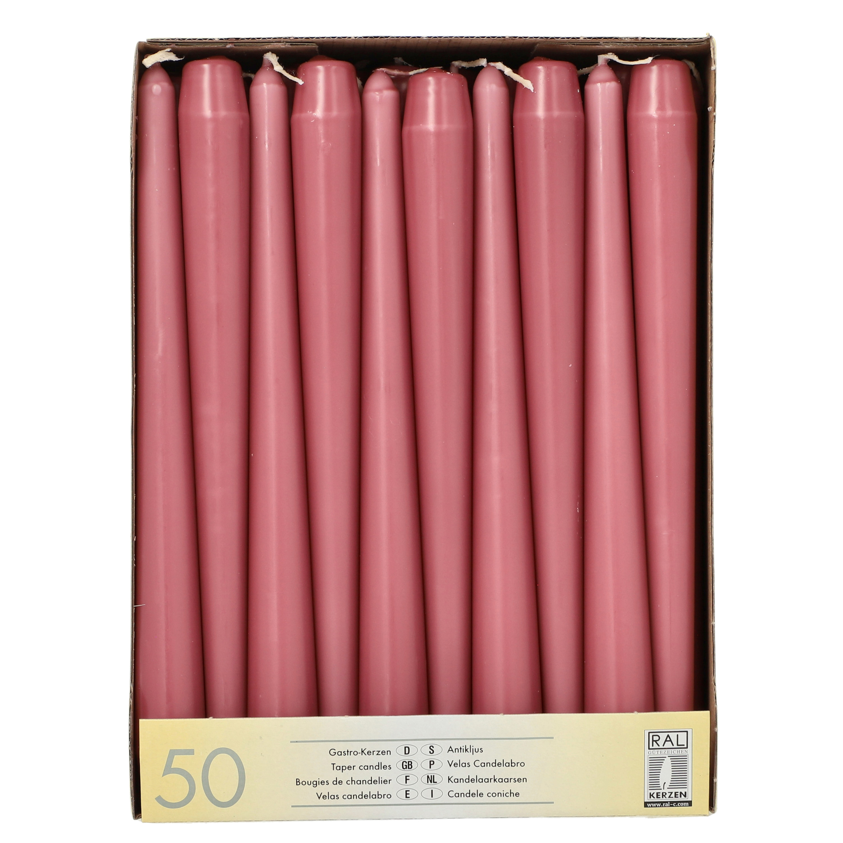 Conpax Candles Dinerkaarsen Mega pack - 50x - oudroze - Gotisch - 25 cm -