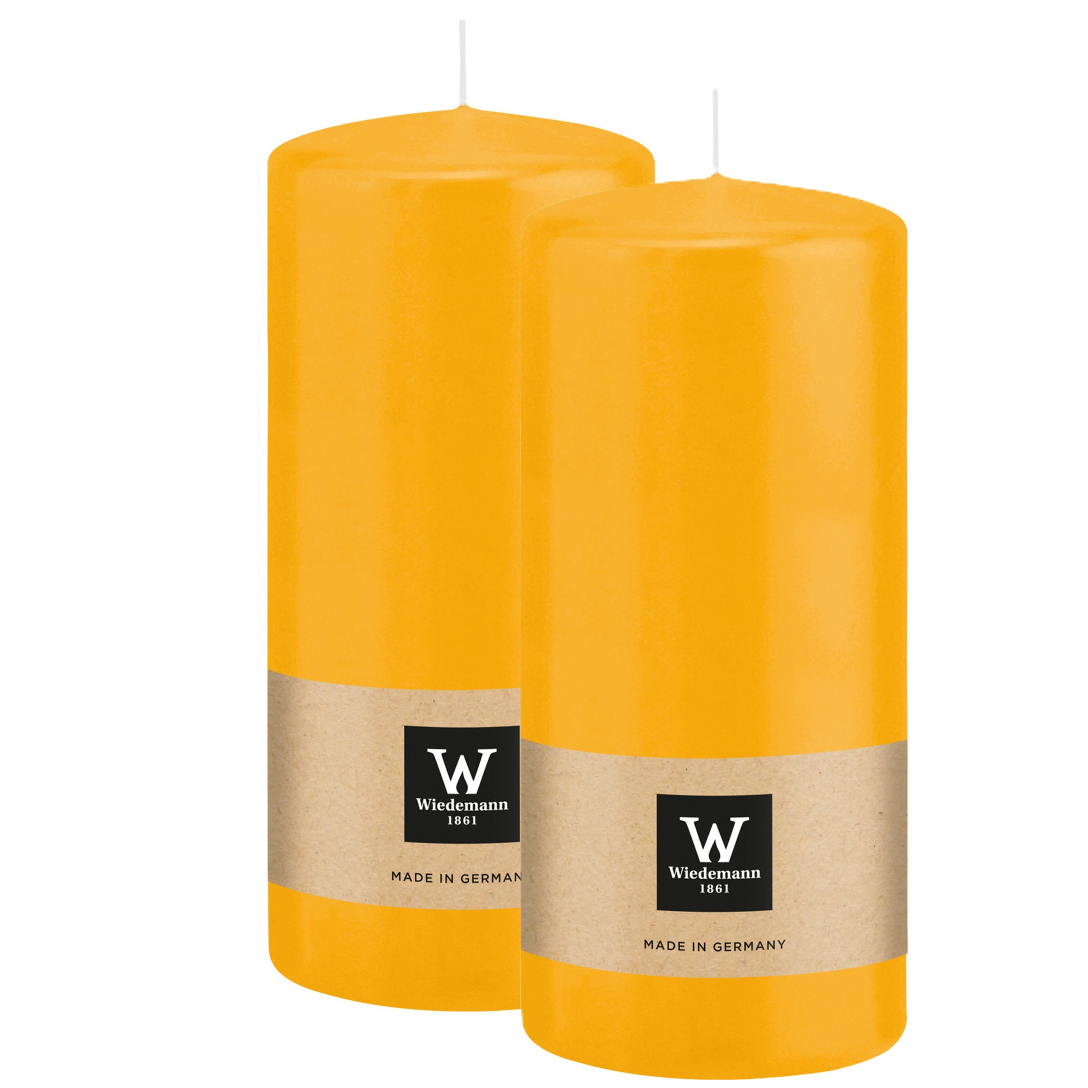 Wiedemann Cilinderkaars/stompkaars - 2x - geel - 15 x 7 cm - 63 branduren -
