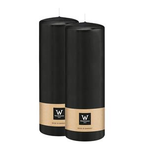 Wiedemann Cilinderkaars/stompkaars - 2x - zwart - 20 x 7 cm - 103 branduren -
