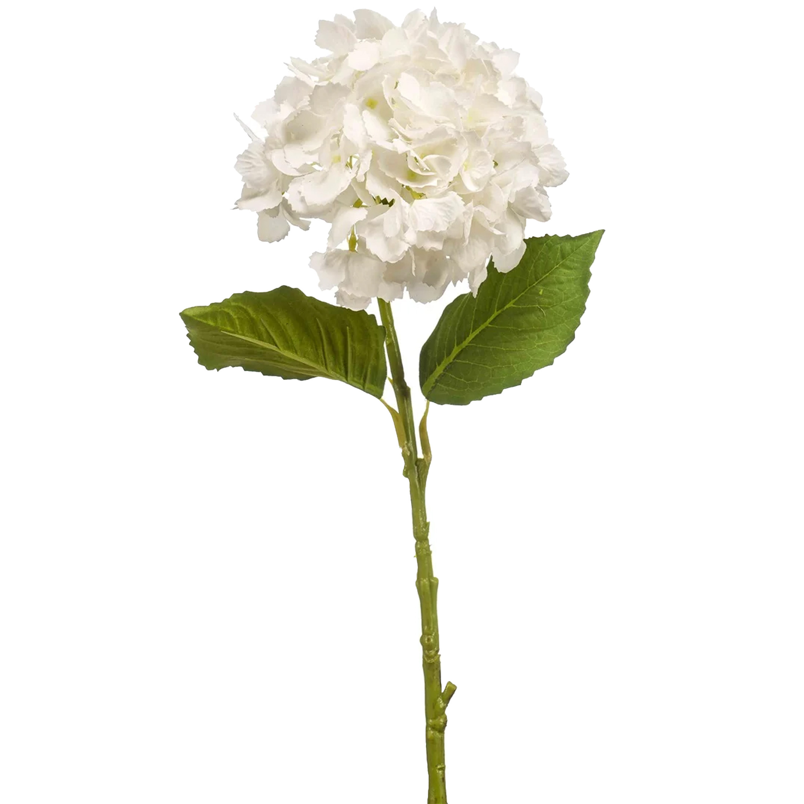 Emerald Kunstbloem Hortensia tak - 52 cm - wit - Real Touch - hydrangea - kunst zijdebloemen -