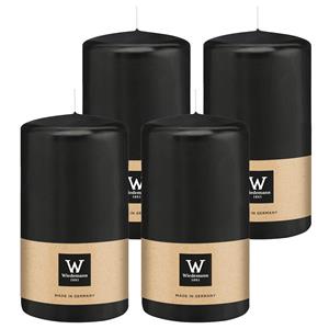 Wiedemann Cilinderkaars/stompkaars - 4x - zwart - 13 x 7 cm - 52 branduren -
