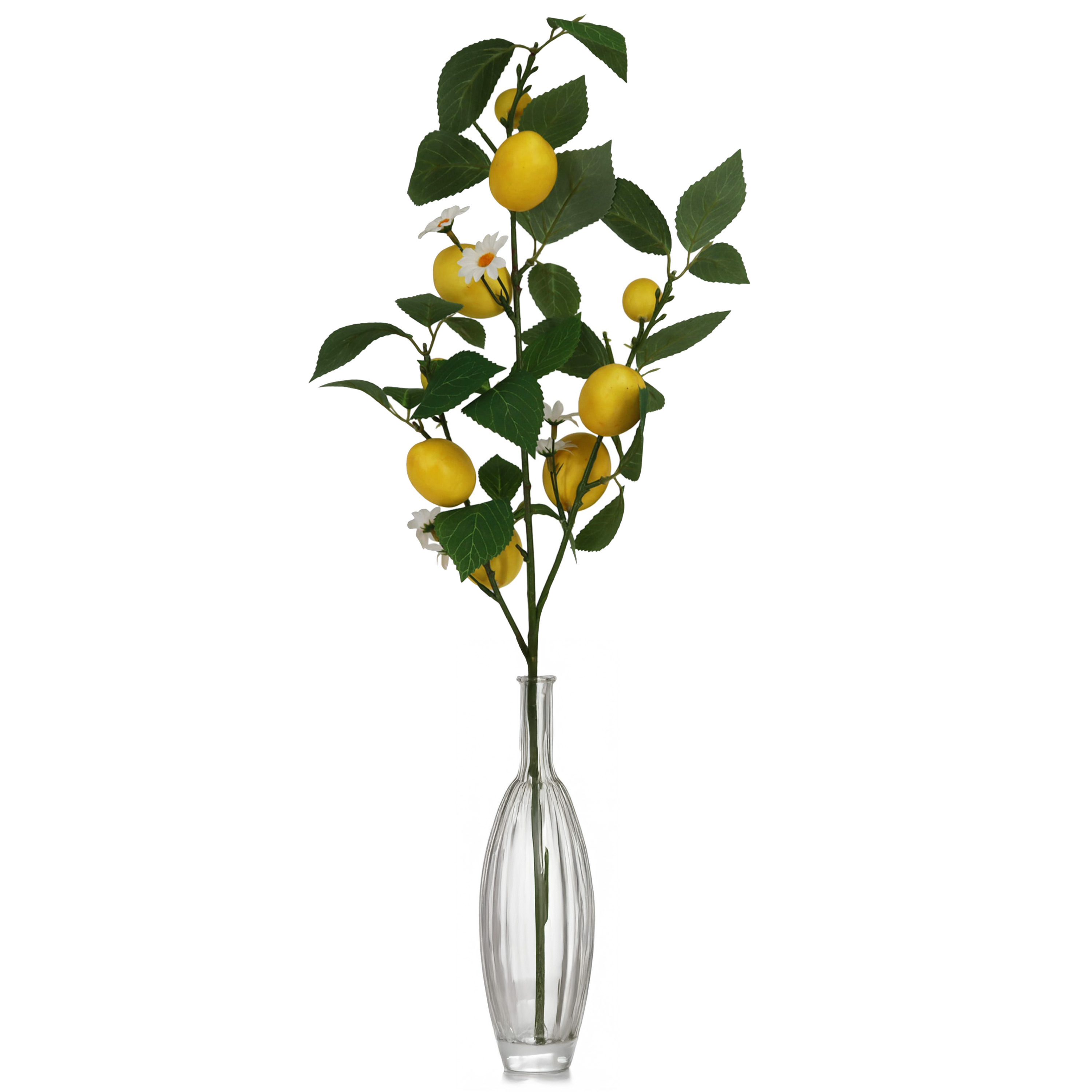 Dijk Natural Collections Kunstbloem citrusfruit tak citroen - 87 cm - geel - losse steel - Kunst zijdebloemen -