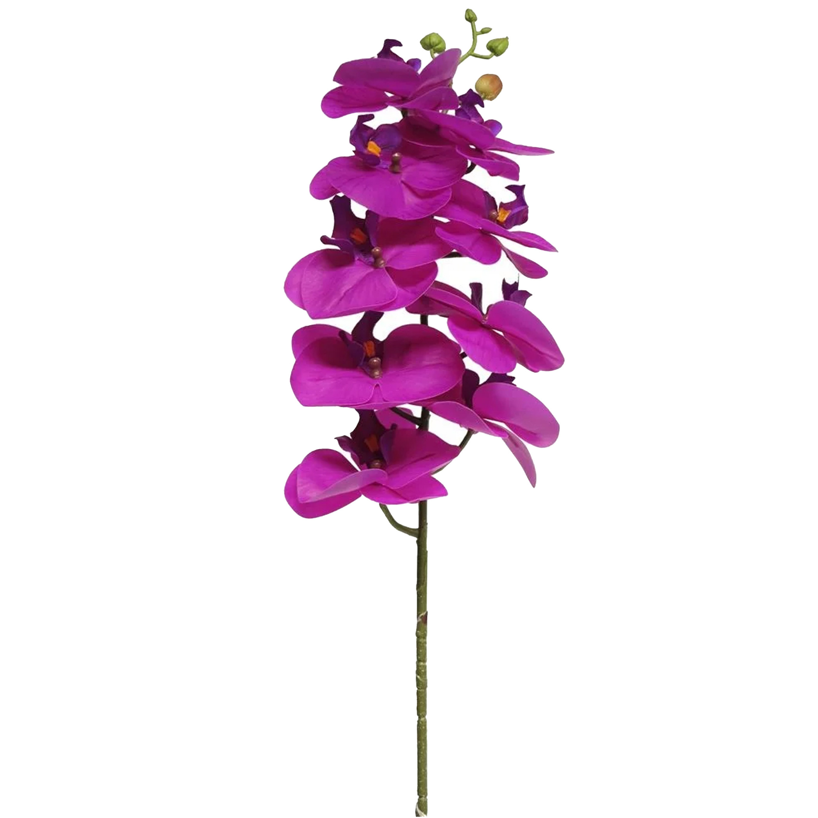 Bellatio Design Kunstbloem Orchidee Bora - fuchsia - 77 cm - losse steel - kunst zijdebloem - Phalaenopsis -
