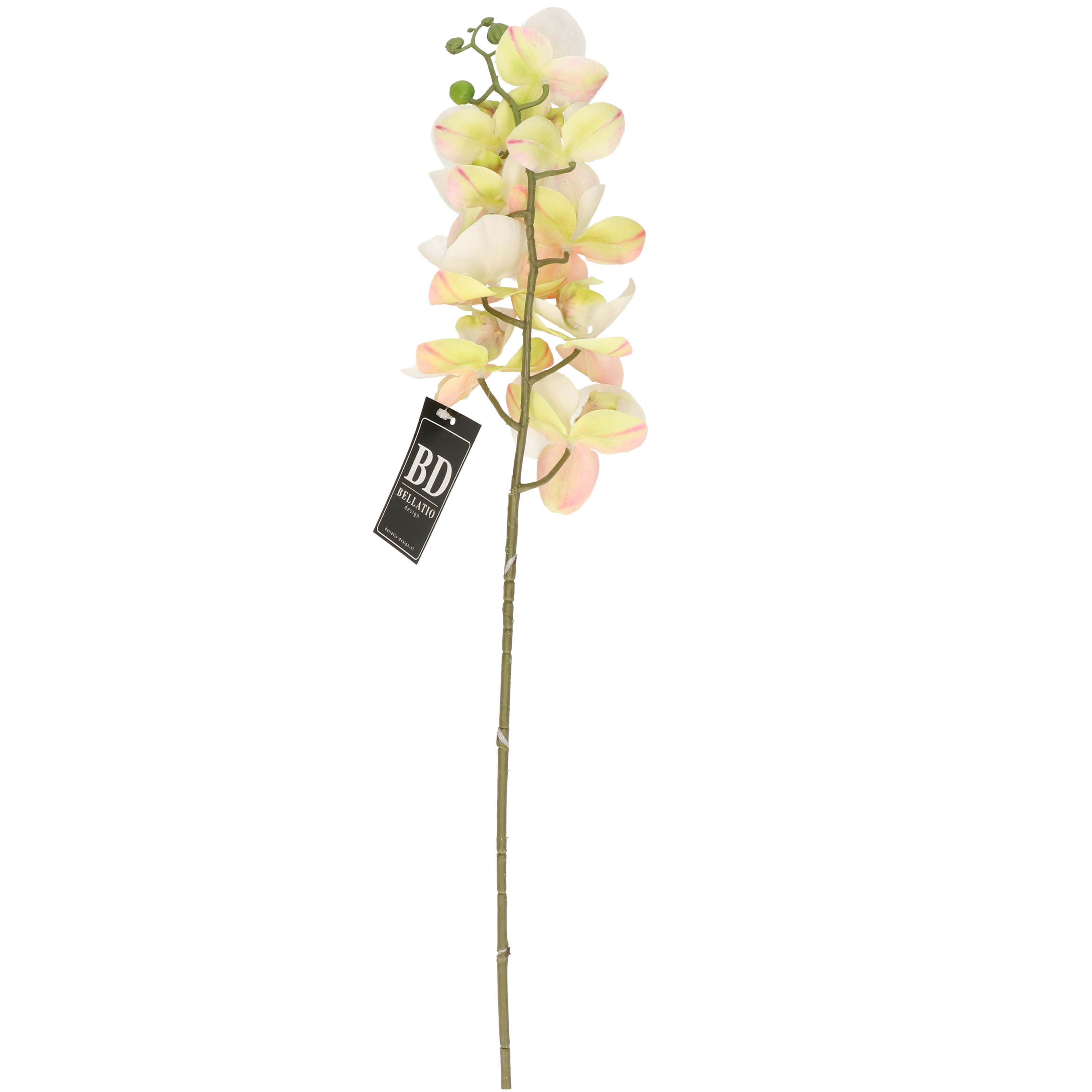 Bellatio Design Kunstbloem Orchidee Bora - wit - 77 cm - losse steel - kunst zijdebloem - Phalaenopsis -