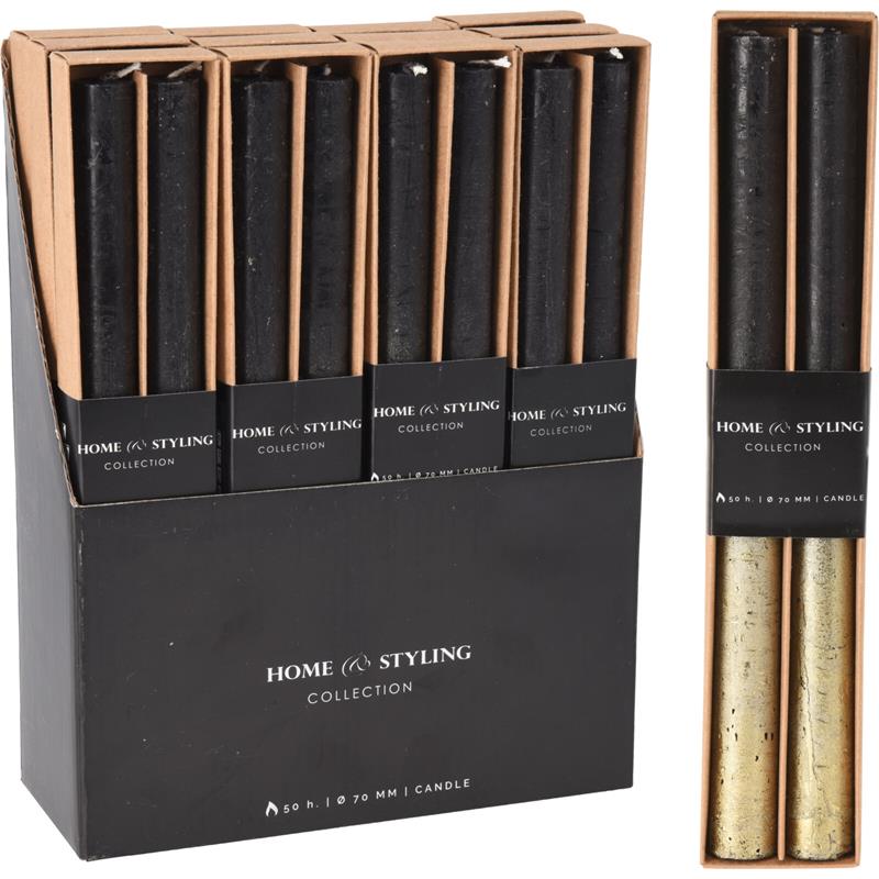 Home & Styling Dinerkaars Set A 2 Dia2cm H25cm Zwart/goud