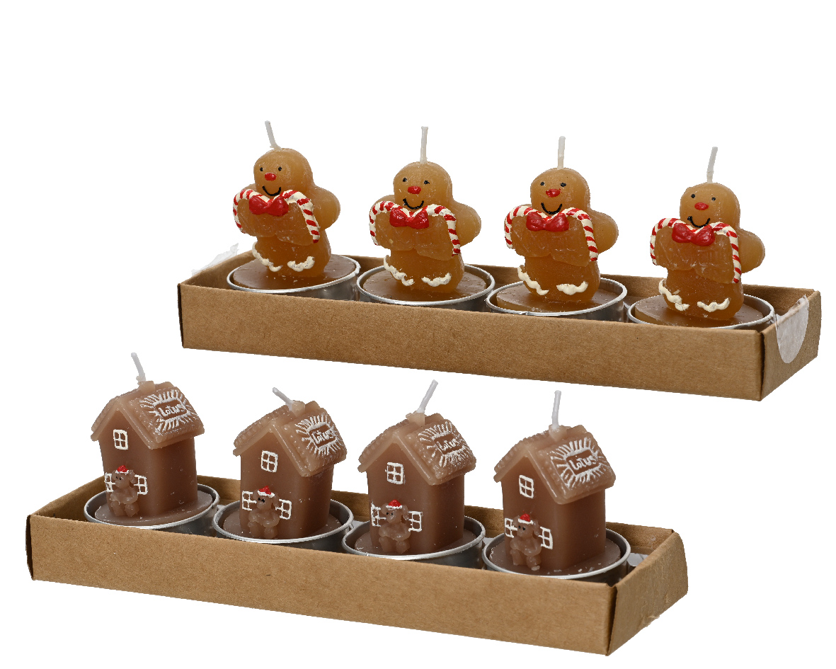 Decoris Waxinelichtjes Peperkoek Huis/pop Parafine Dia3,8x5,5cm
