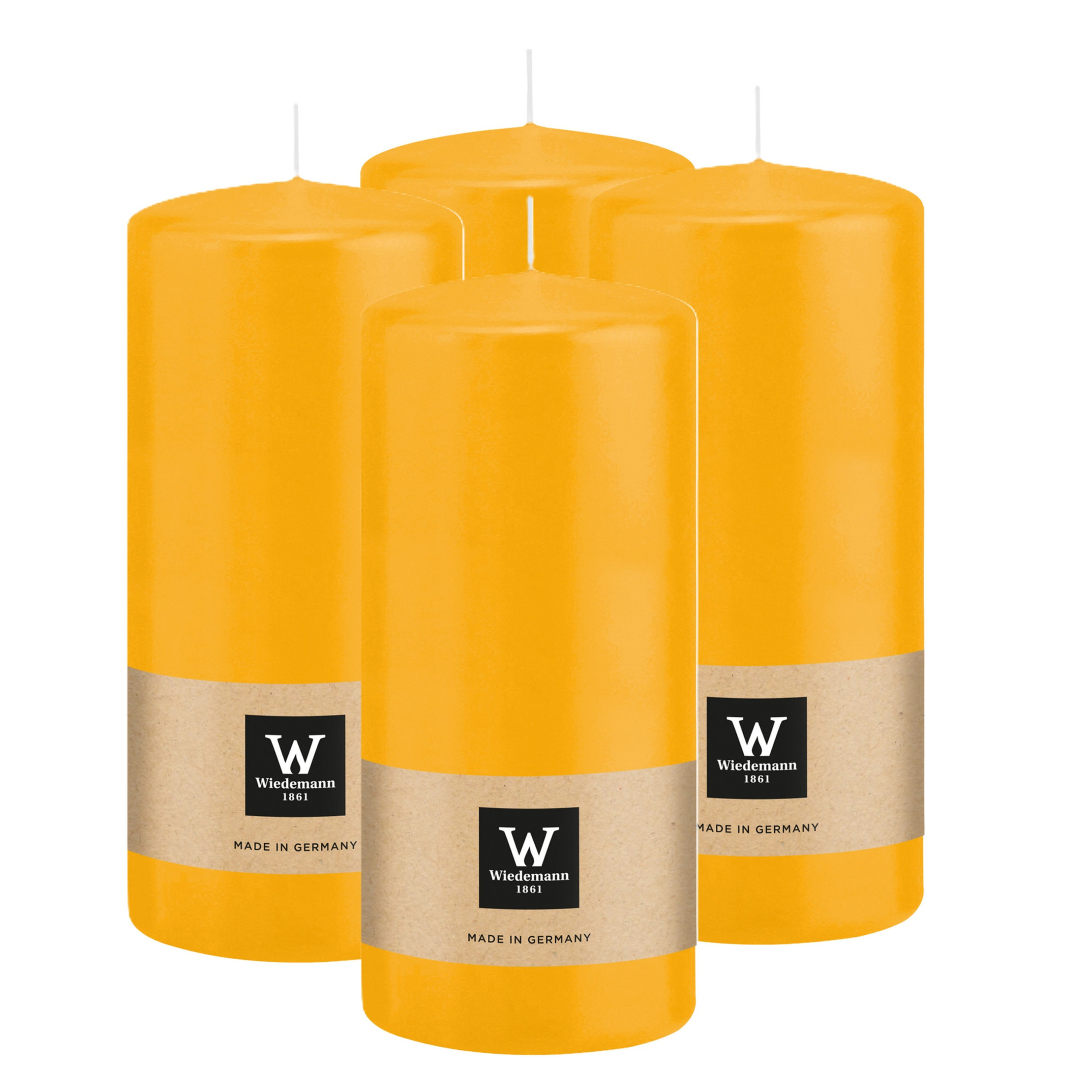 Wiedemann Cilinderkaars/stompkaars - 4x - geel - 15 x 7 cm - 63 branduren -