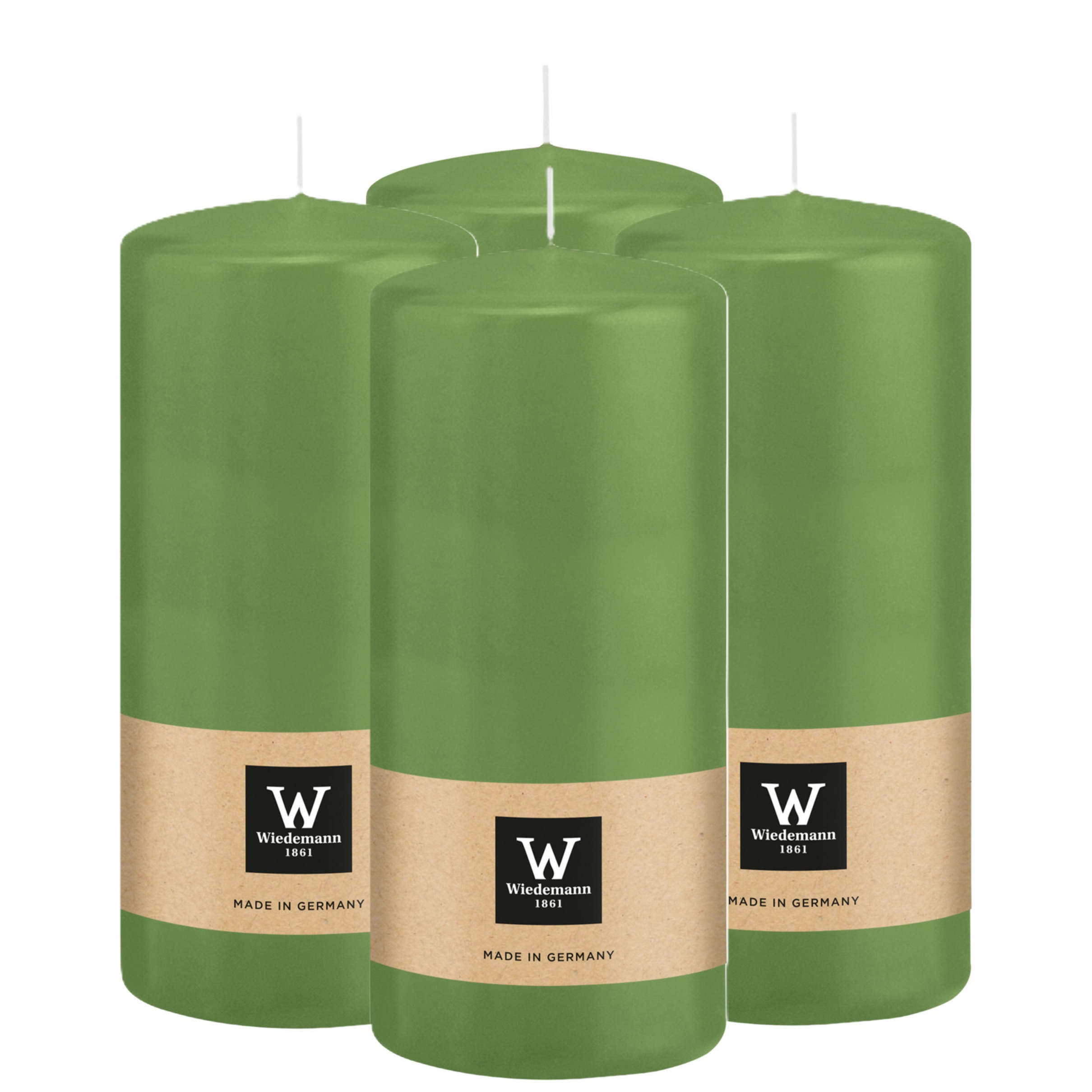 Wiedemann Cilinderkaars/stompkaars - 4x - lichtgroen - 15 x 7 cm - 63 branduren -