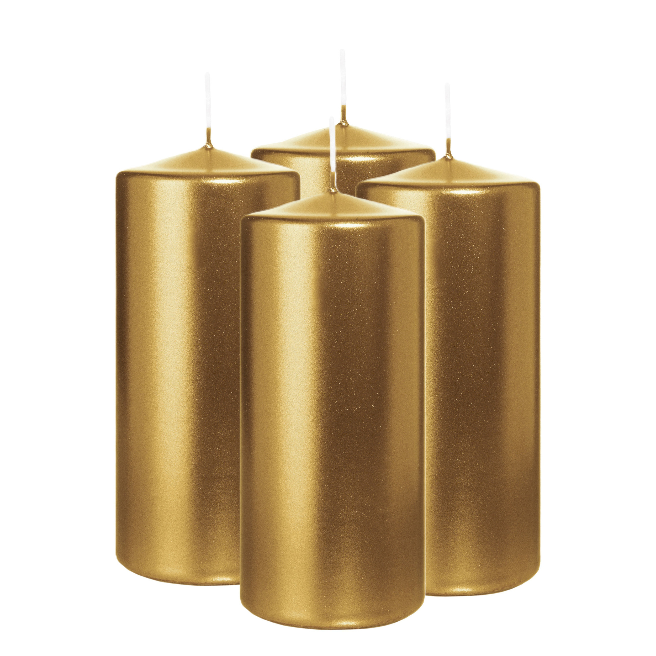 Wiedemann Cilinderkaars/stompkaars - 4x - metallic goud - 15 x 7 cm - 63 branduren -