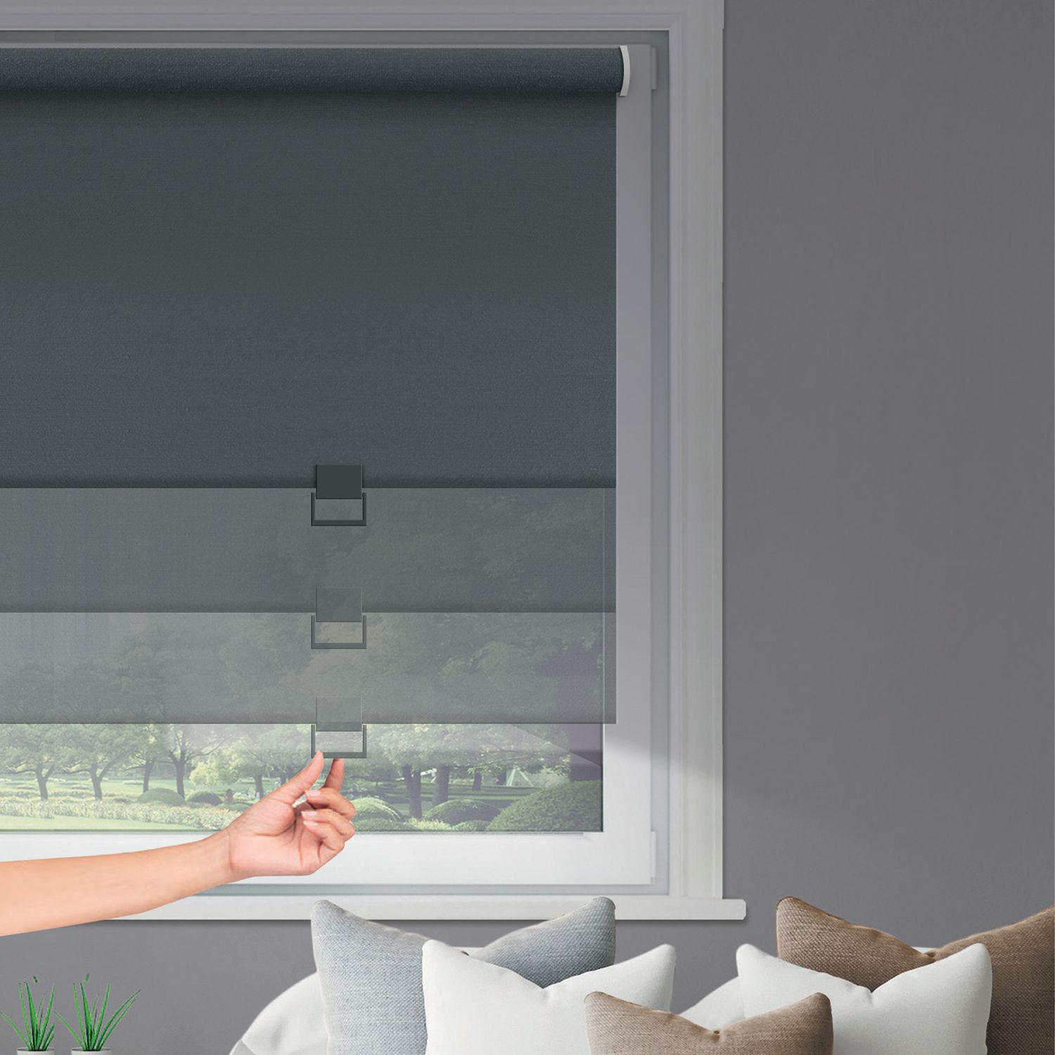 Madeco Automatisch Verduisterend Rolgordijn Antraciet 180x190cm