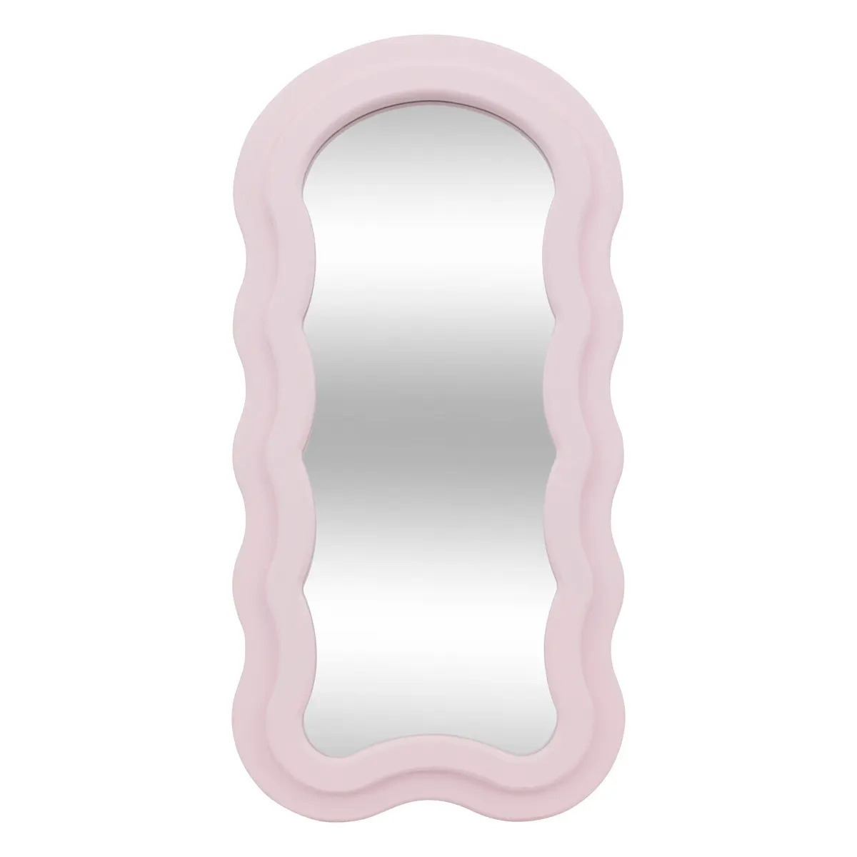 Atmosphera kinder wandspiegel - Princess - 60 x 30 cm - mdf hout/glas - roze houten rand -