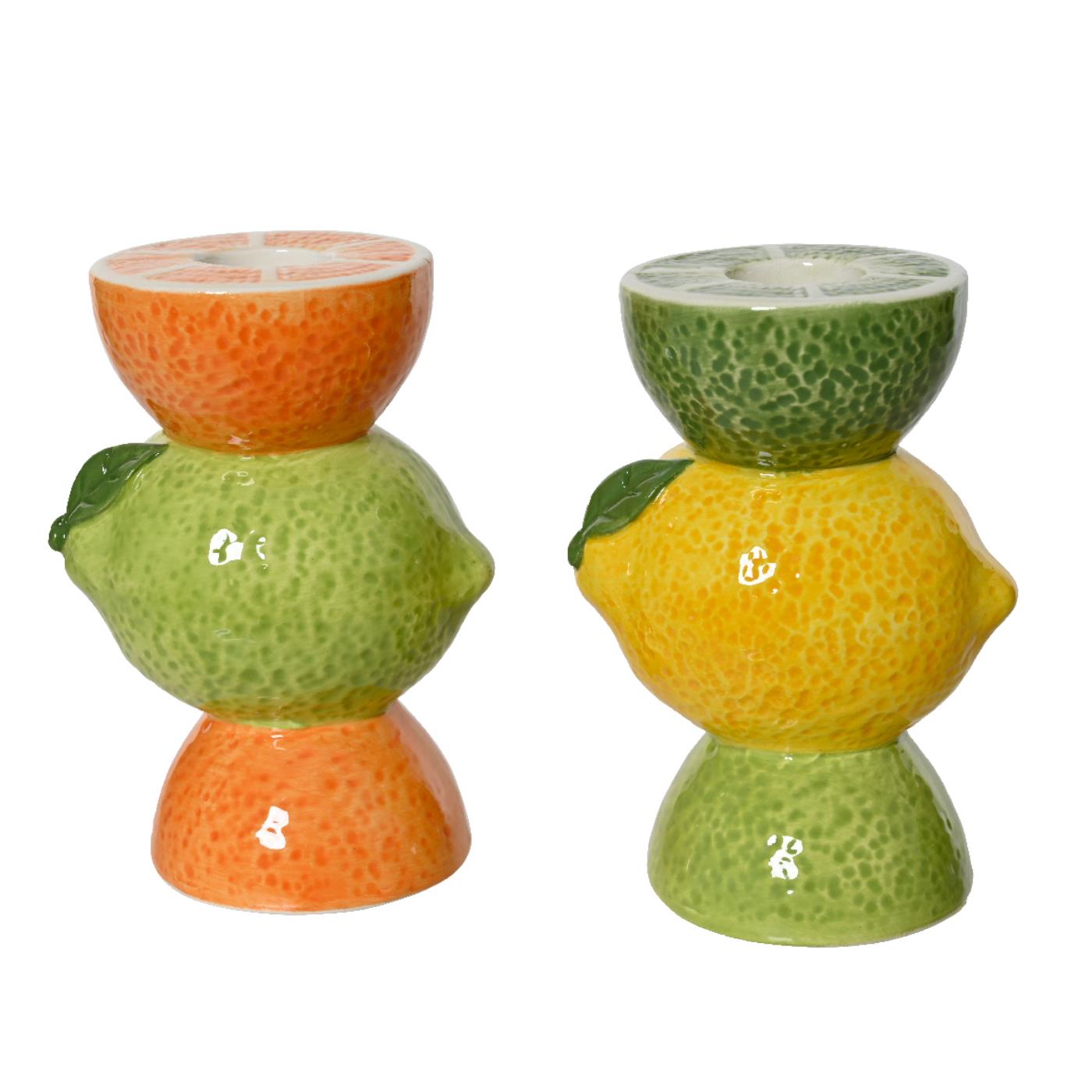 Decoris De Kandelaar Fruit Gestapeld - Dolomiet Citrus (7,3x5,7x10,8 Cm) Is Een Speels