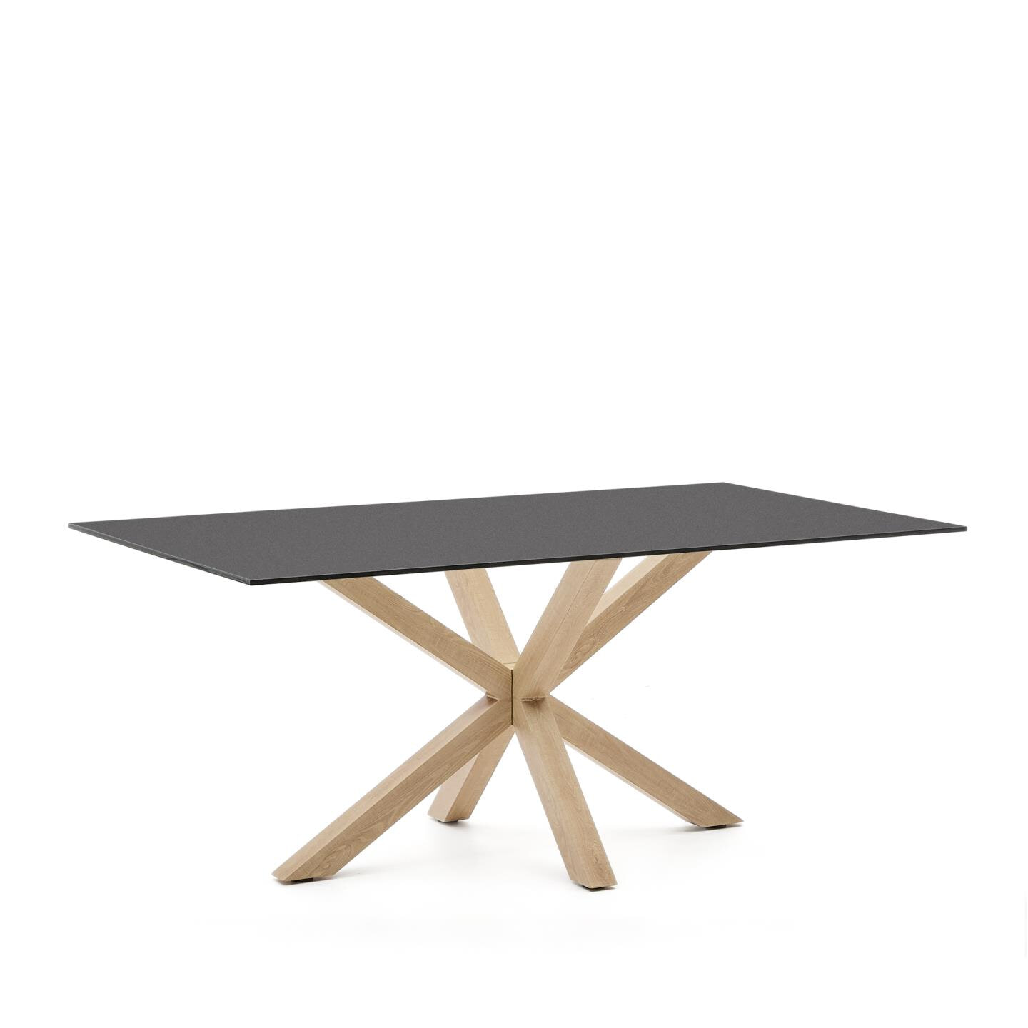 Kave Home Eettafel Argo Glas, 180 x 100cm - Zwart/Naturel