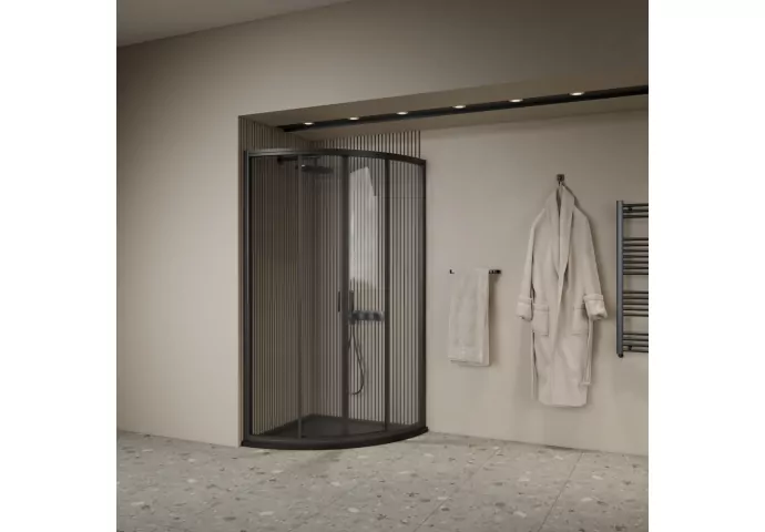 <QuerySet [<AttributeOption: Gliss Design>]> Douchecabine kwartrond met schuifdeuren 80 x 190 cm mat zwart