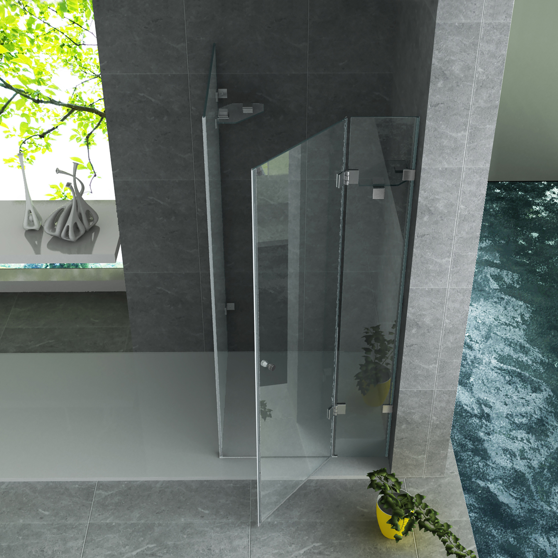 <QuerySet [<AttributeOption: Creavit>]> Aloni douchecabine met draaideur en beweegbare zijwand 8mm 90X90X195CM