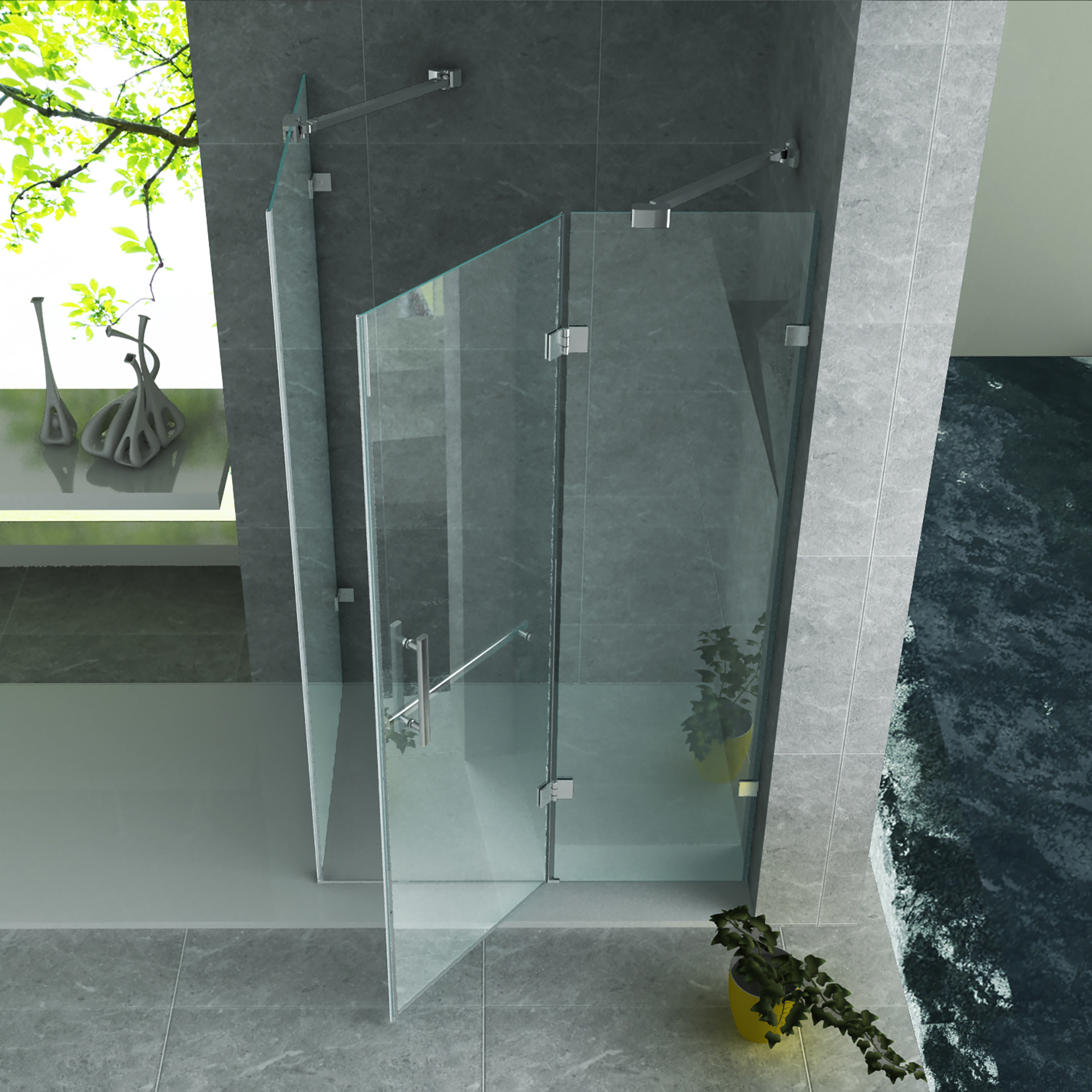<QuerySet [<AttributeOption: Creavit>]> ALONI DOUCHECABINE MET DRAAIDEUR 8MM (80X120X195CM)