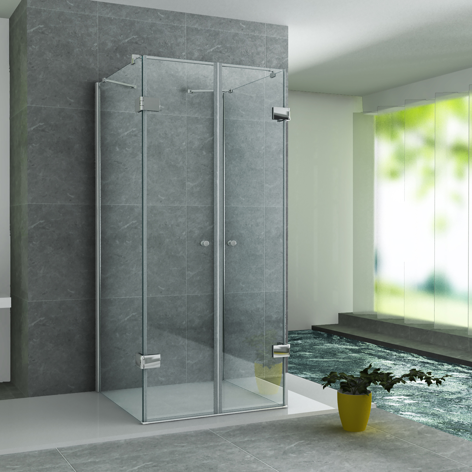 <QuerySet [<AttributeOption: Creavit>]> Aloni half vrijstaande douchecabine 8mm 90X90X195CM