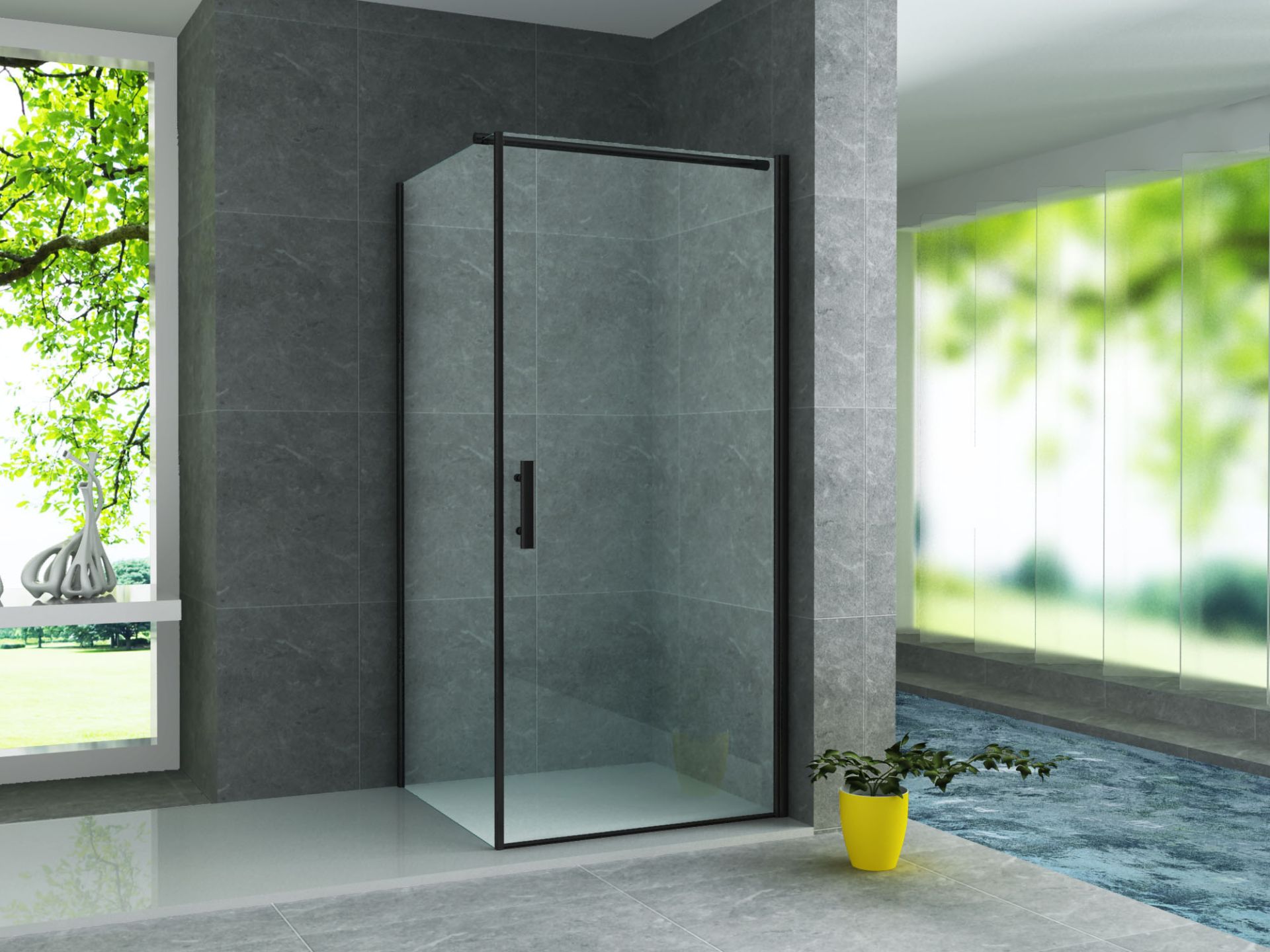 <QuerySet [<AttributeOption: Creavit>]> ALONI DRAAIDEUR + ZIJWAND 6MM + MAT ZWART PROFIEL 80 x 80 x 190 CM