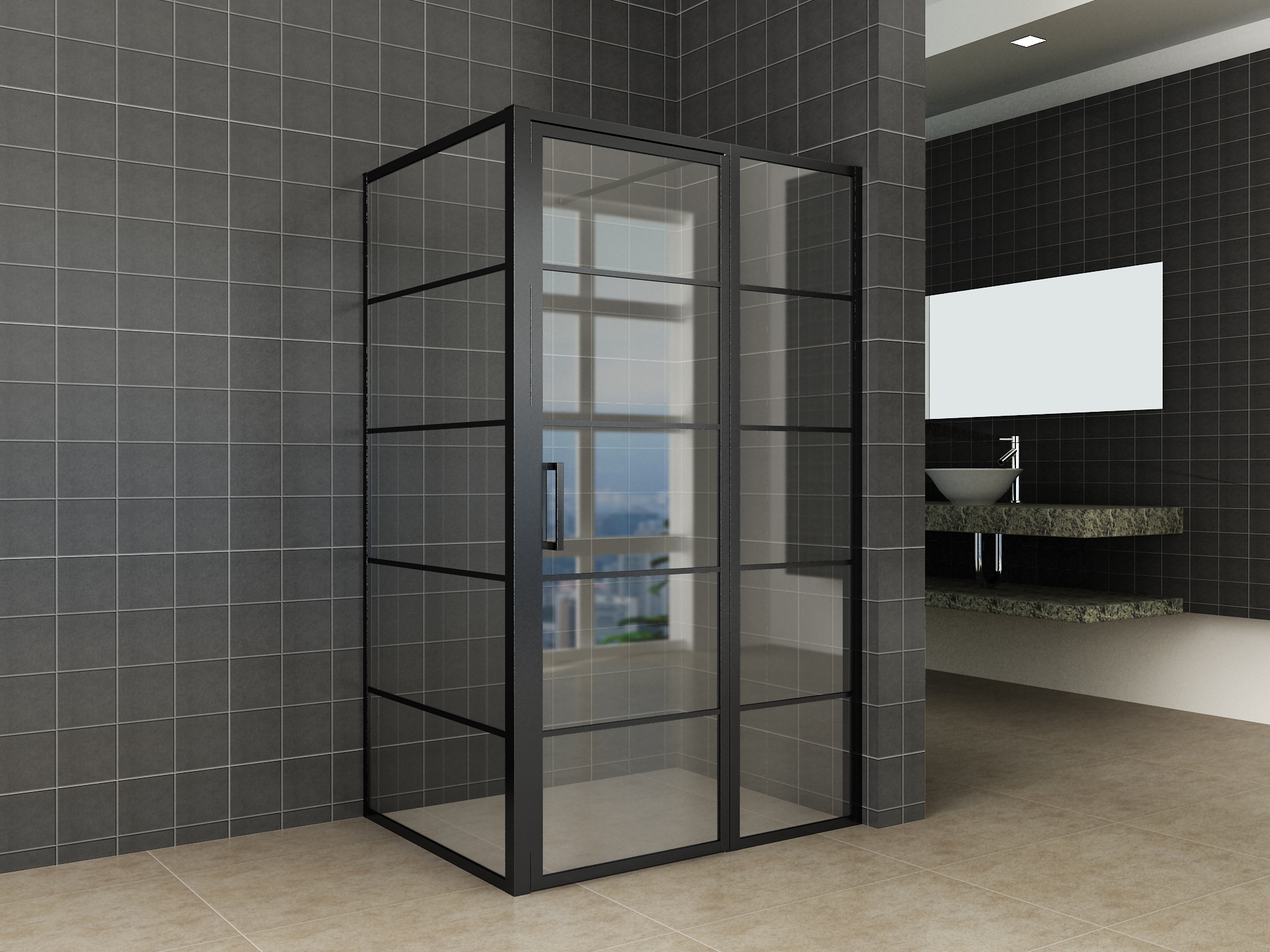 <QuerySet [<AttributeOption: Wiesbaden>]> Horizon matzwart wand 80 cm x deur 90 cm x 200 cm hoog omkeerbaar