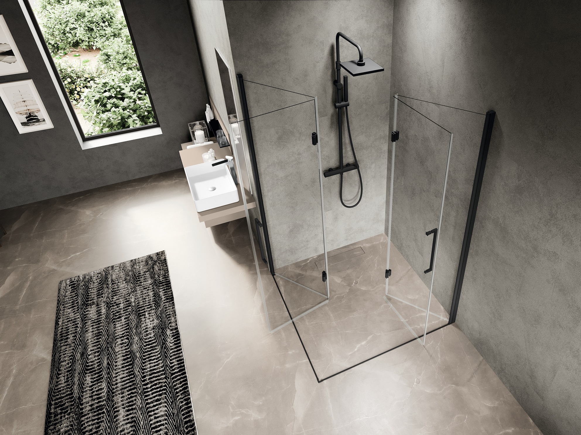 <QuerySet [<AttributeOption: Novellini>]> Hoekinstap Twee-delige vouwdeur Novellini Young 2GS 79-81 cm zwart glas mat