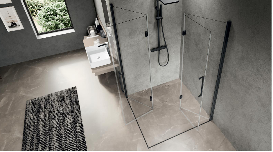 <QuerySet [<AttributeOption: Novellini>]> Hoekinstap Twee-delige vouwdeur Novellini Young 2GS 85-87 cm zwart glas mat