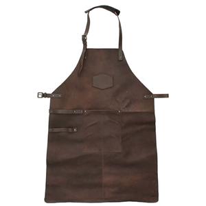 Hide en Stitches Lederen Kook/BBQ Schort Donker Bruin