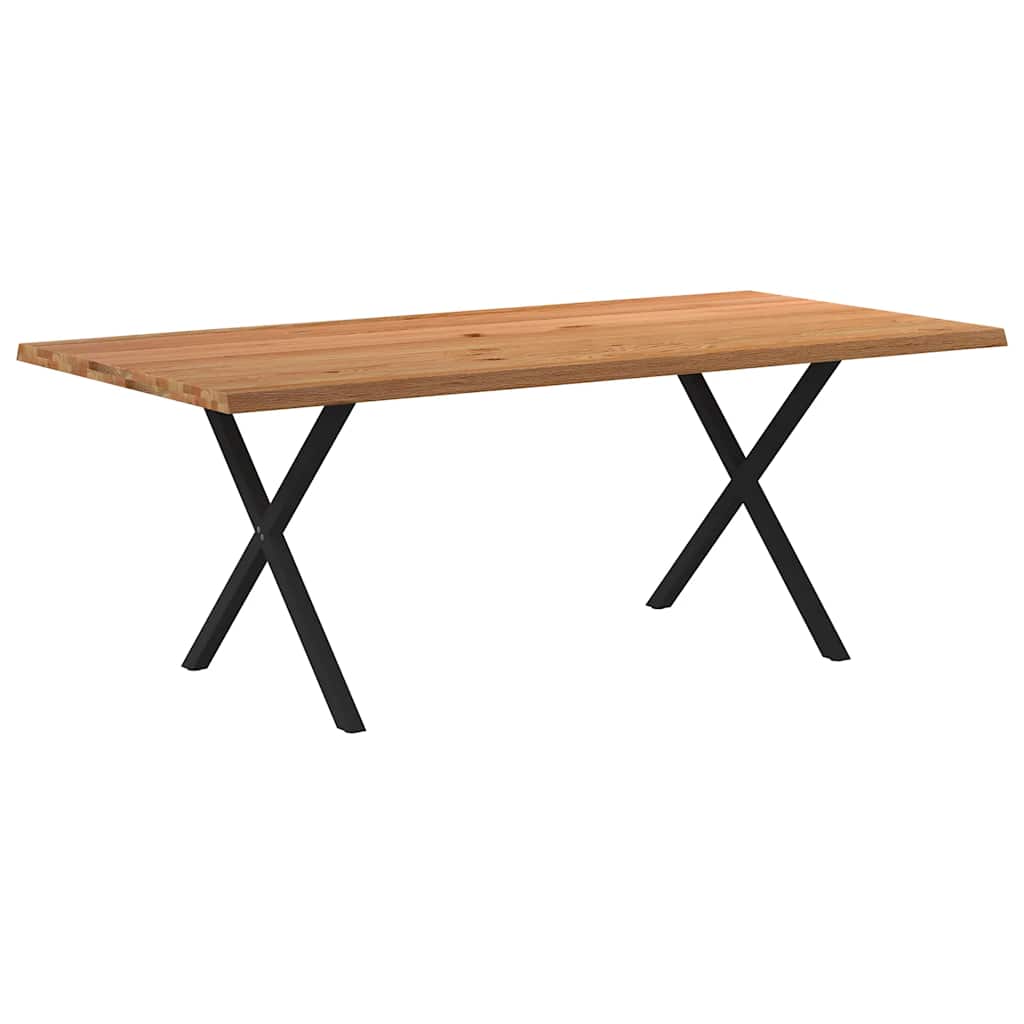 VidaXL Eettafel met natuurlijke rand massief eikenhout rechthoekig