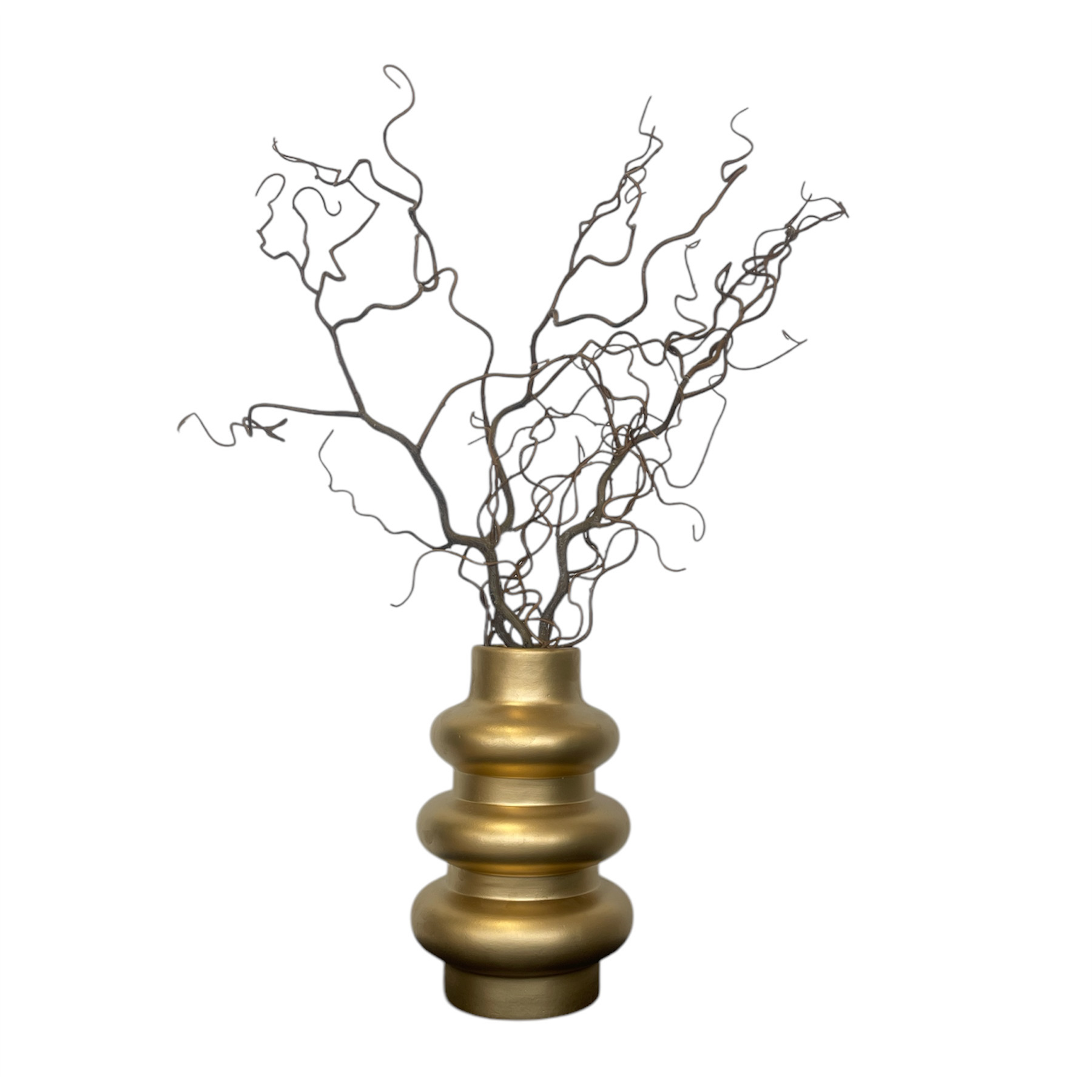 Bellatio Design Kronkelhazelaar kunst siertak groot - 3 stelen - 87 cm - wilgentakken -