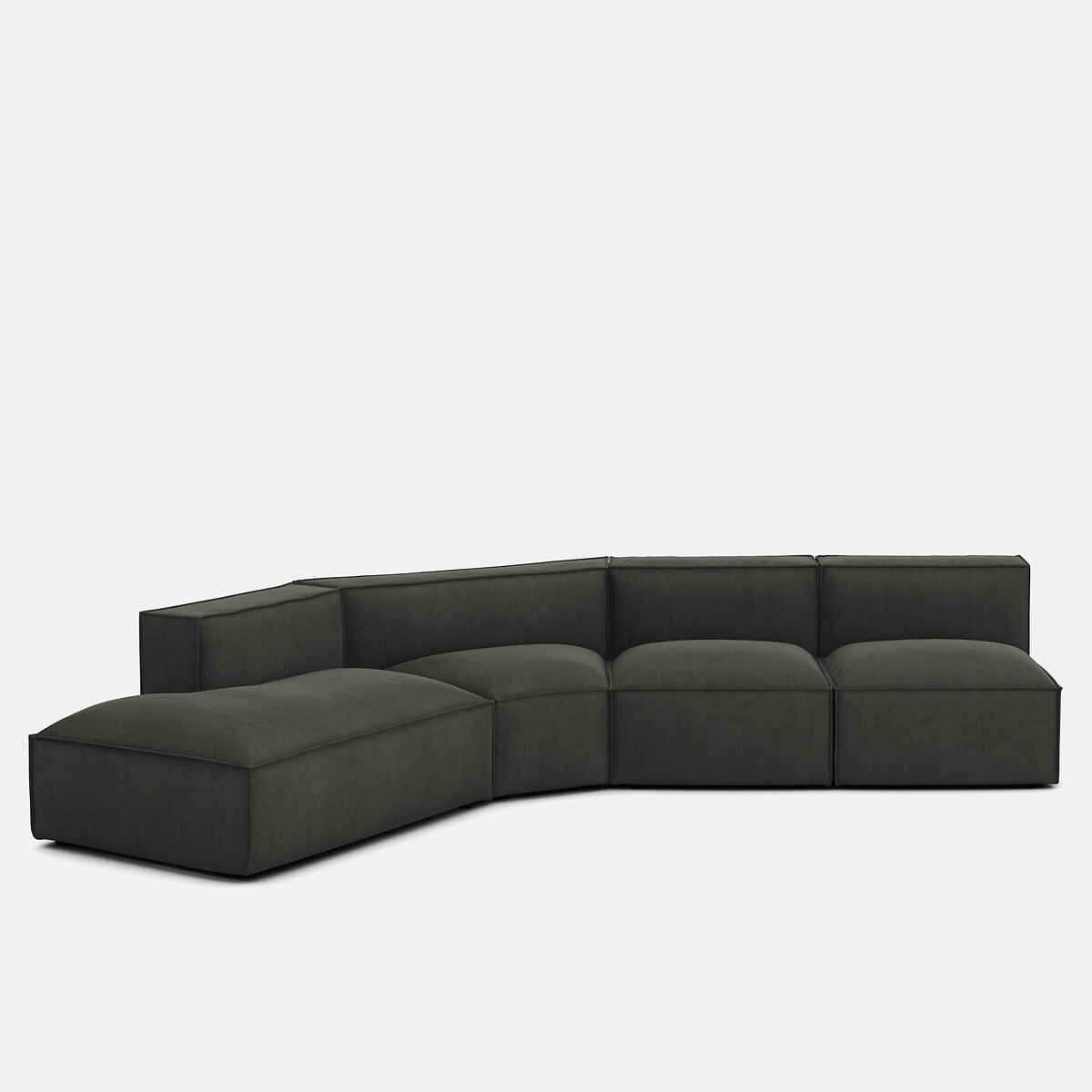 LA REDOUTE INTERIEURS 4-Delige bank links ribfluweel, Seven