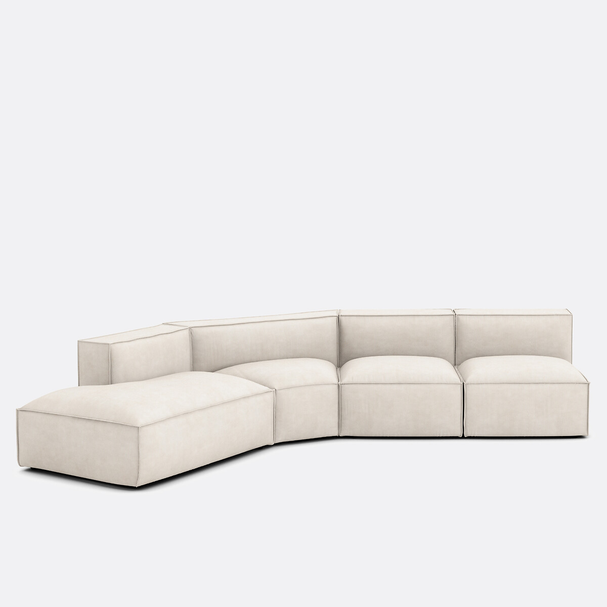 LA REDOUTE INTERIEURS 4-Delige bank links ribfluweel, Seven