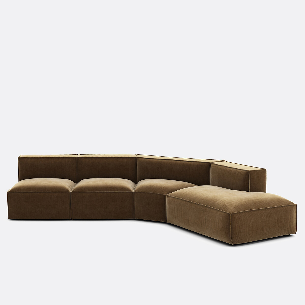 LA REDOUTE INTERIEURS 4-delige rechte vintage ribfluwelen bank Seven