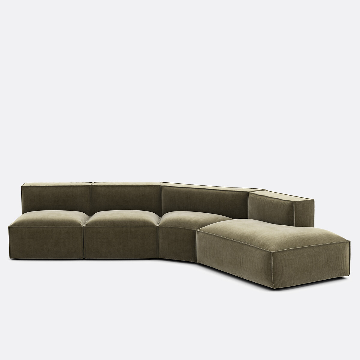 LA REDOUTE INTERIEURS 4-delige rechte vintage ribfluwelen bank Seven