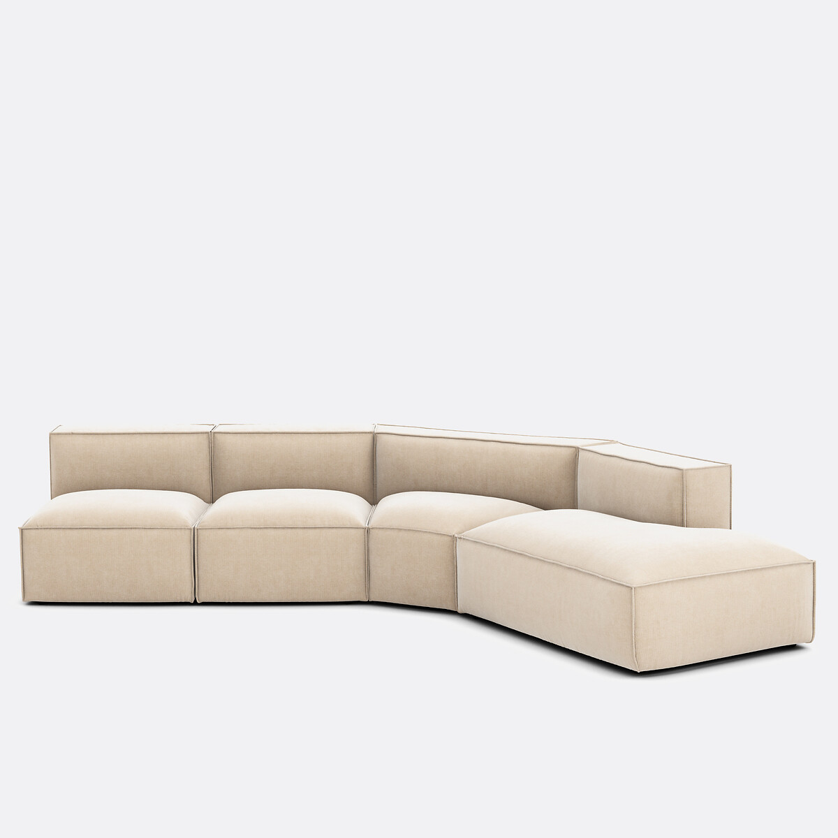 LA REDOUTE INTERIEURS 4-delige rechte vintage ribfluwelen bank Seven