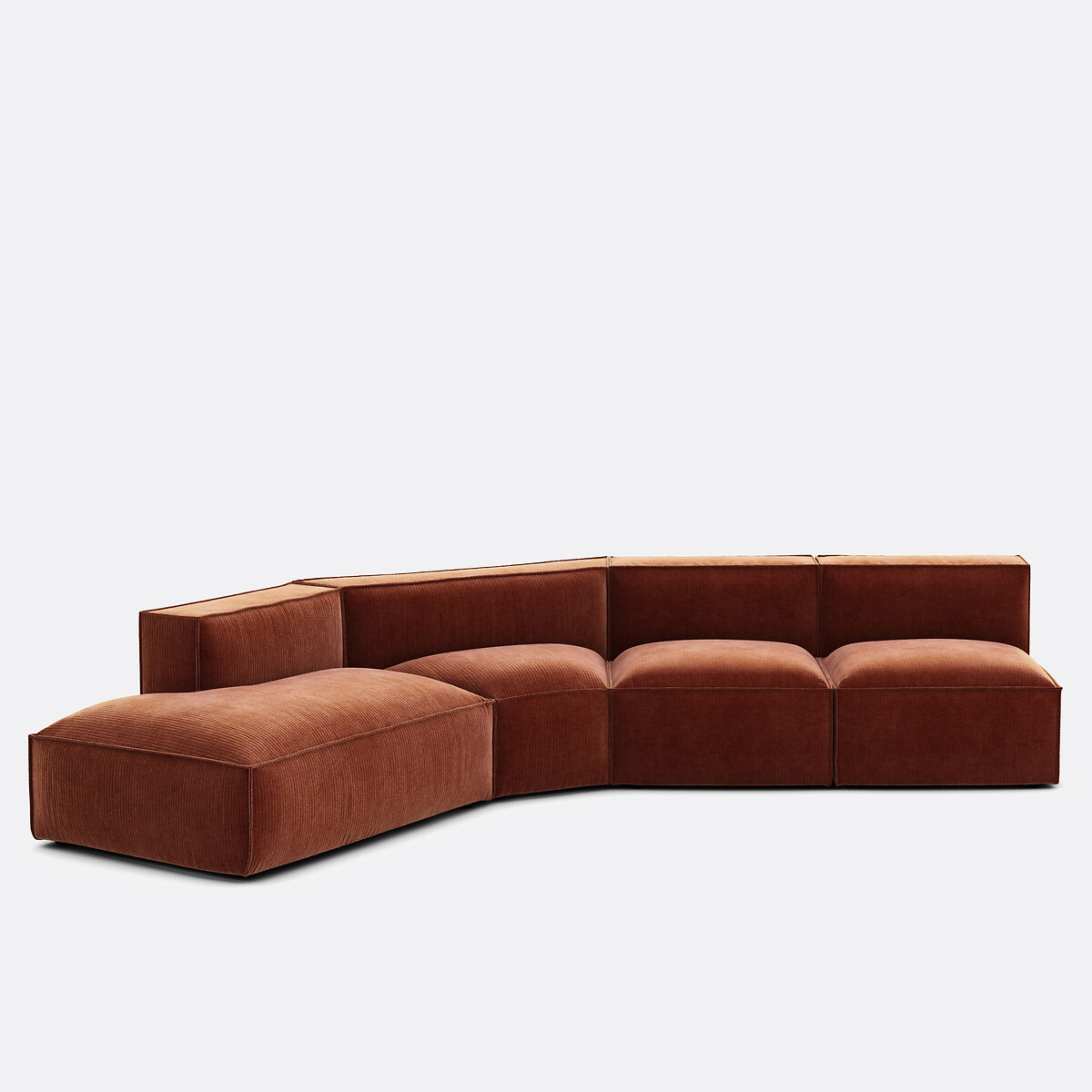 LA REDOUTE INTERIEURS 4-delige bank links fluweel Vintage Seven