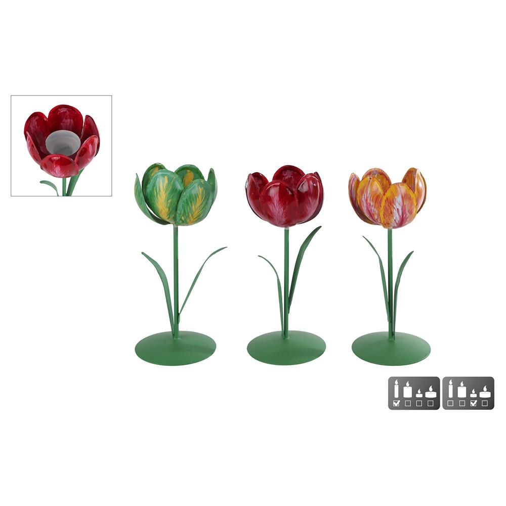 Merkloos Kandelaar Tulp S Metaal 8x8x20cm
