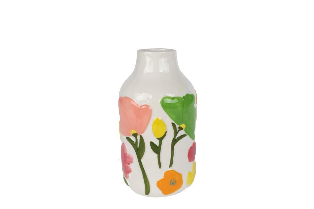 Merkloos Vaas Fleur S Wit/multicolor 11,5x11,5x21cm