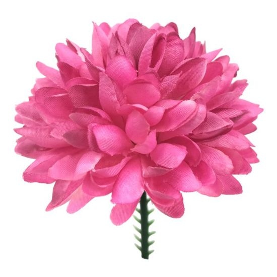 Decoflorall Chrysant Pick – Dia 7 cm – Premium Chrysanthemum Ball – Fuchsia – Bloemen op Steker voor Corsage / stuk bloemen op steker voor oa corsage