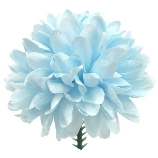 Decoflorall Chrysant Pick – Dia 7 cm – Premium Chrysanthemum Ball – Baby Blue – Bloemen op Steker voor Corsage / stuk bloemen op steker voor oa corsage