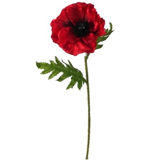 Decoflorall Papaver – 57 cm – Single Poppy Red – Zijdebloem / stuk zijdebloemen