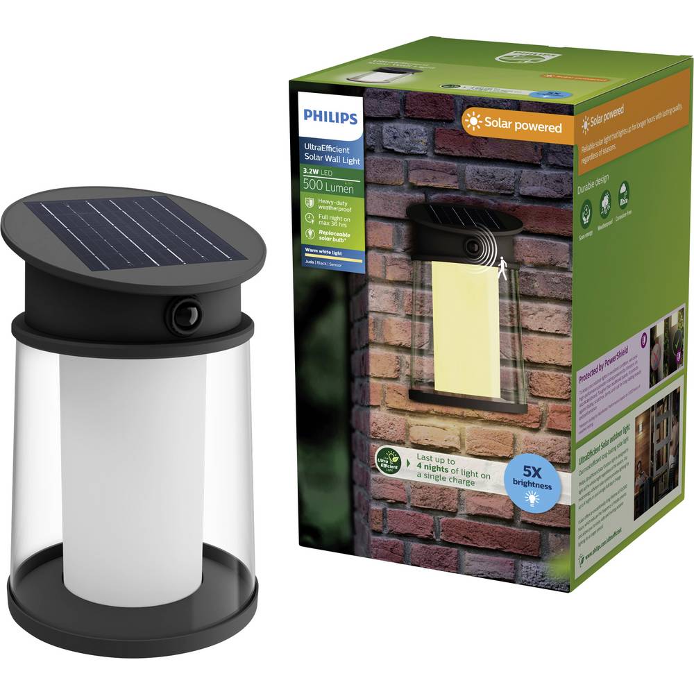 Philips LED Juda 929004633201 Wandlamp op zonne-energie 3.2 W Warmwit Zwart