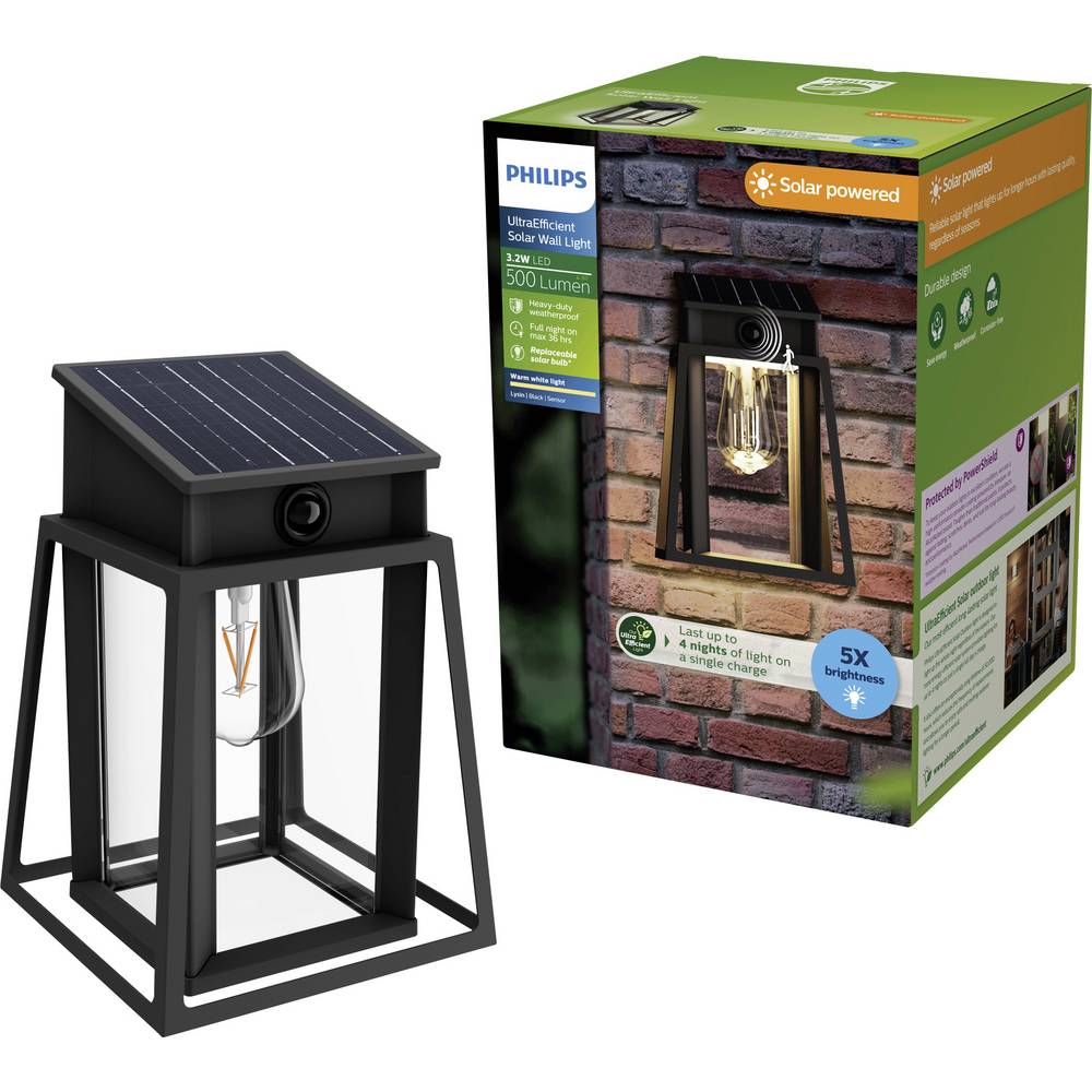 Philips LED Lysin 929004632801 Wandlamp op zonne-energie 3.2 W Warmwit Zwart