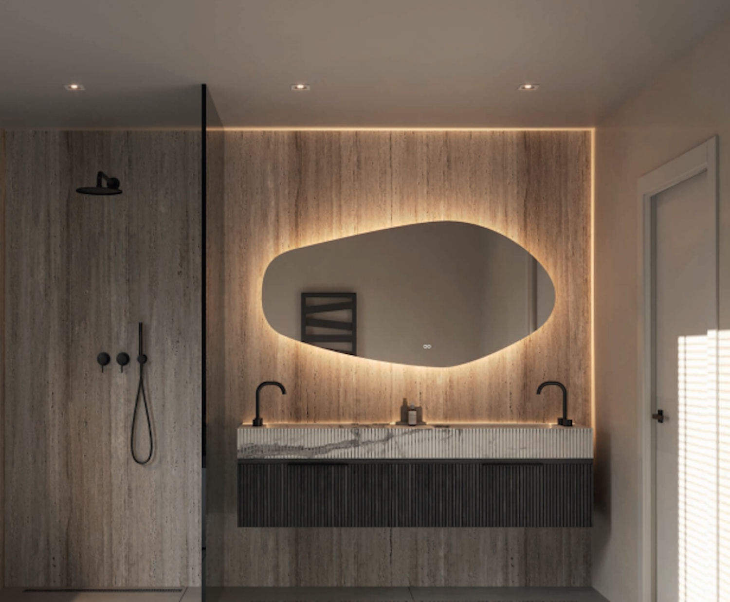 Hipp Design Spiegel  SPV 21000 Organisch Met Verlichting Incl. Spiegelverwarming (Alle Maten)