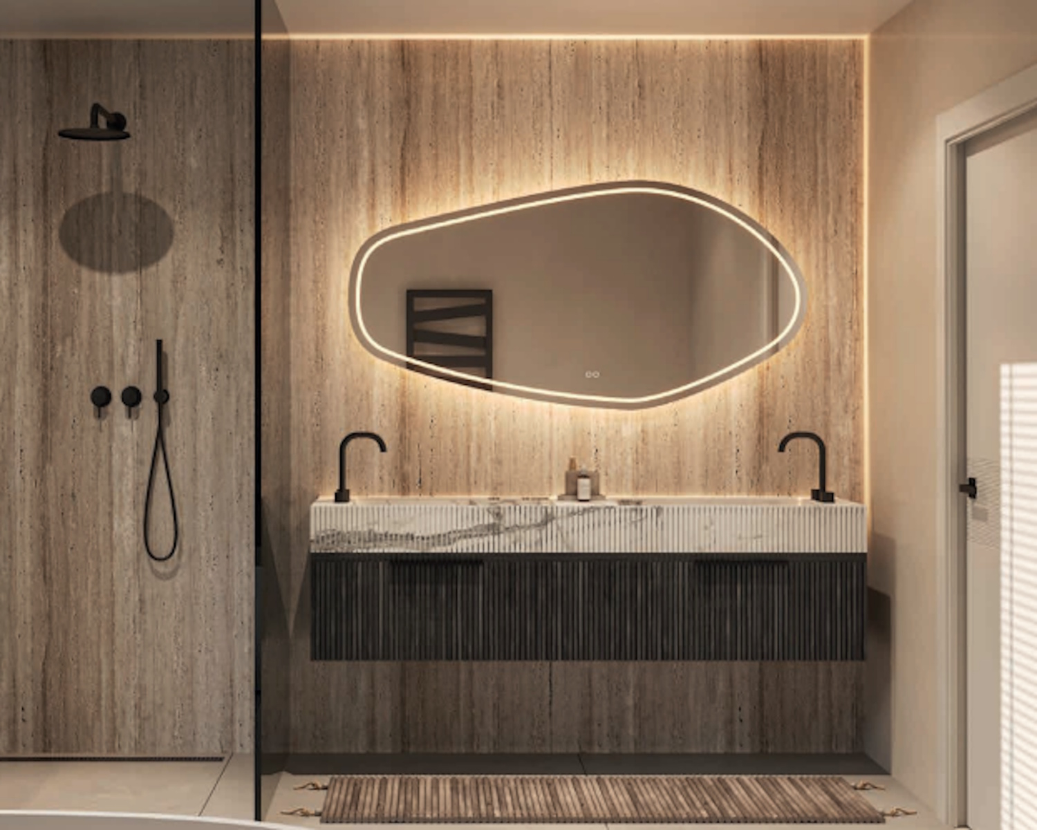 Hipp Design Spiegel  Phantom 012 Organisch Met Verlichting Incl. Spiegelverwarming (Alle Maten)