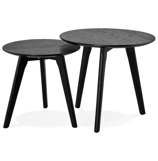 KokoonDesign Salontafel set 2 tafels Espino zwart hout rond