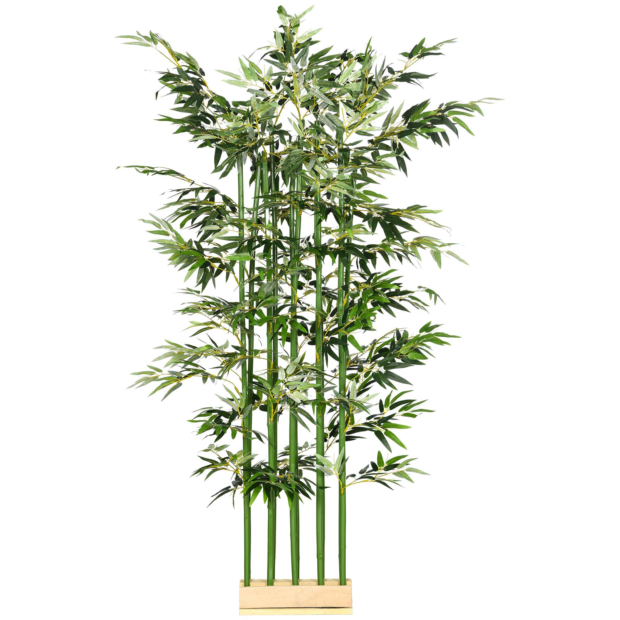 HOMCOM Kunstmatige Bamboe, Kunstplant, Decoratieplant, Echt Uiterlijk, Onderhoudsvriendelijk, Voor Thuisgebruik, 180 cm Hoog, Groen