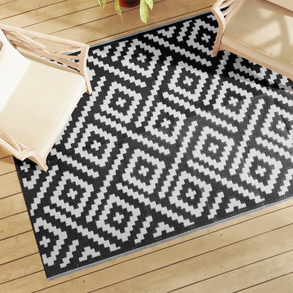 VidaXL Buitenkleed ARAKIL 140x200 cm polypropeen wit en zwart