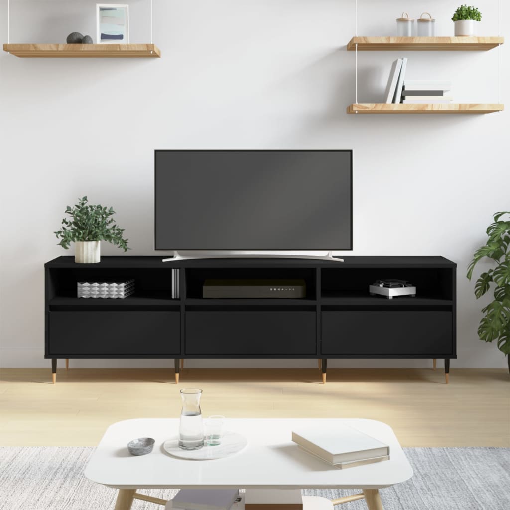 VidaXL Tv-meubel 150x30x44,5 cm bewerkt hout zwart