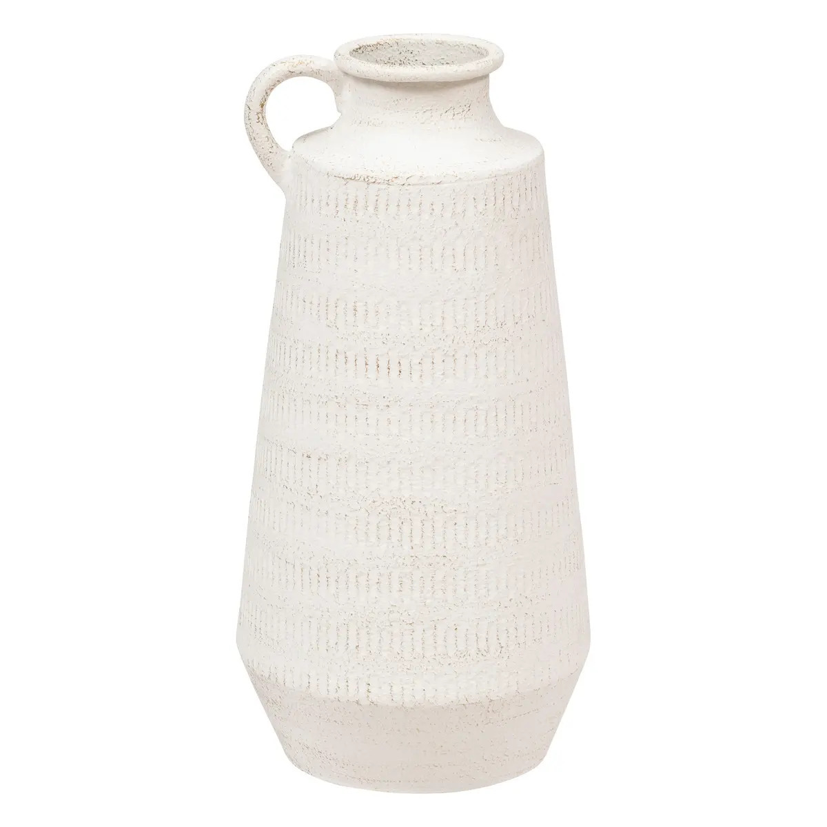 Atmosphera Bloemenvaas Sciacca - wit - keramiek - D20 x H41 cm - Stelen en boeketten - Grieks/Romeins thema -