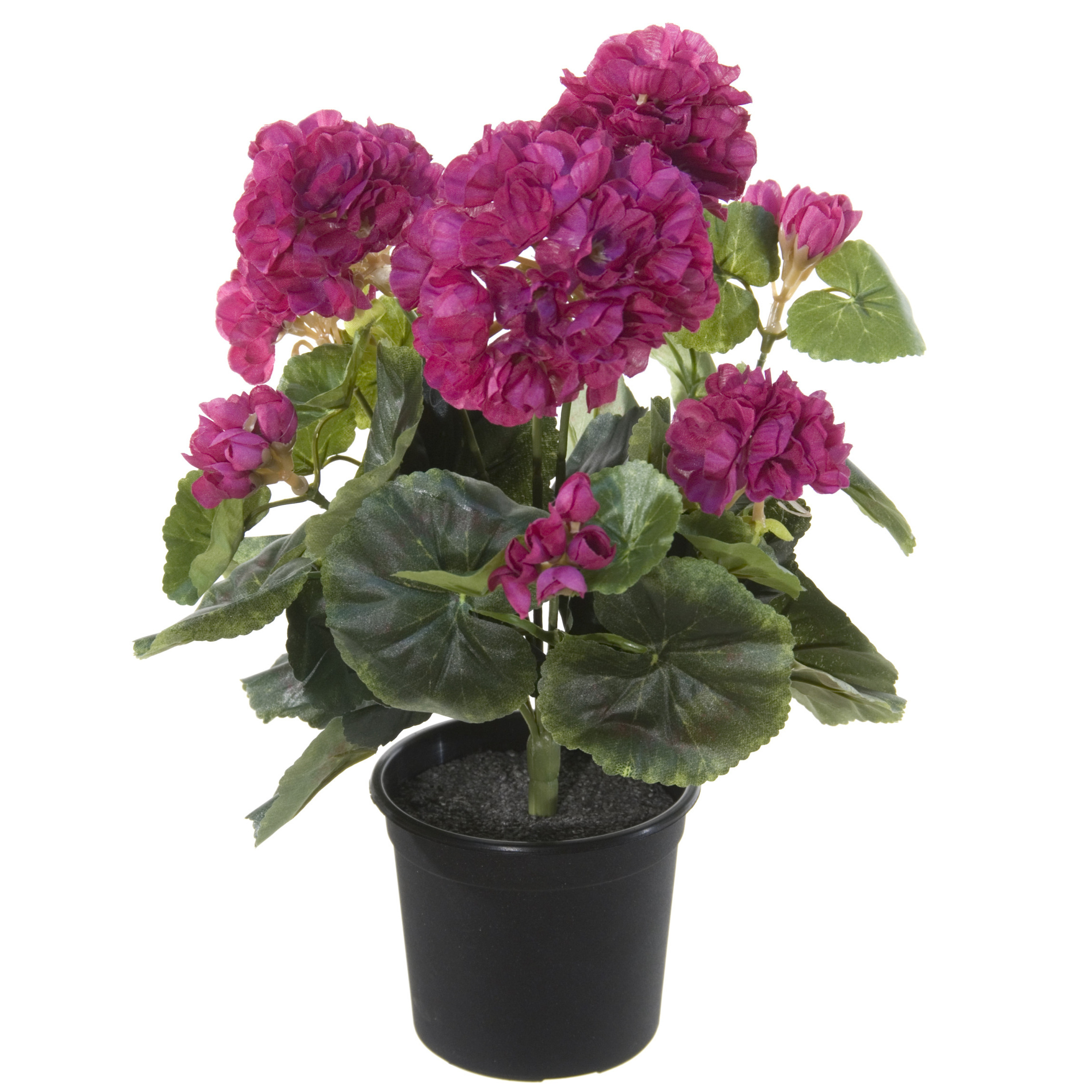 Louis Maes Geranium Kunstbloemen - in pot - fuchsia - H35 cm -